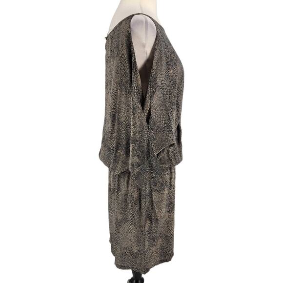 Karina Grimaldi Snake Print Deep V Open Back Silk Dress - Picture 8 of 9